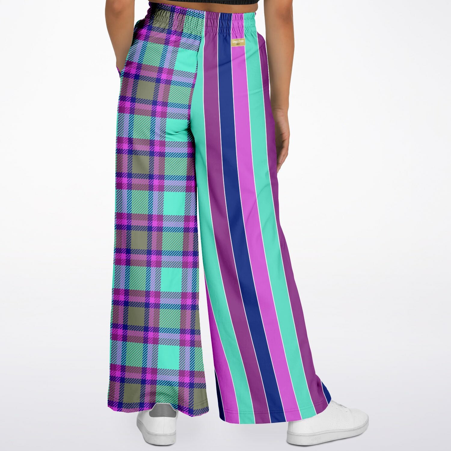 Purpalicious Plaid Rugby Stripe Eco-Poly Wide Leg Pants