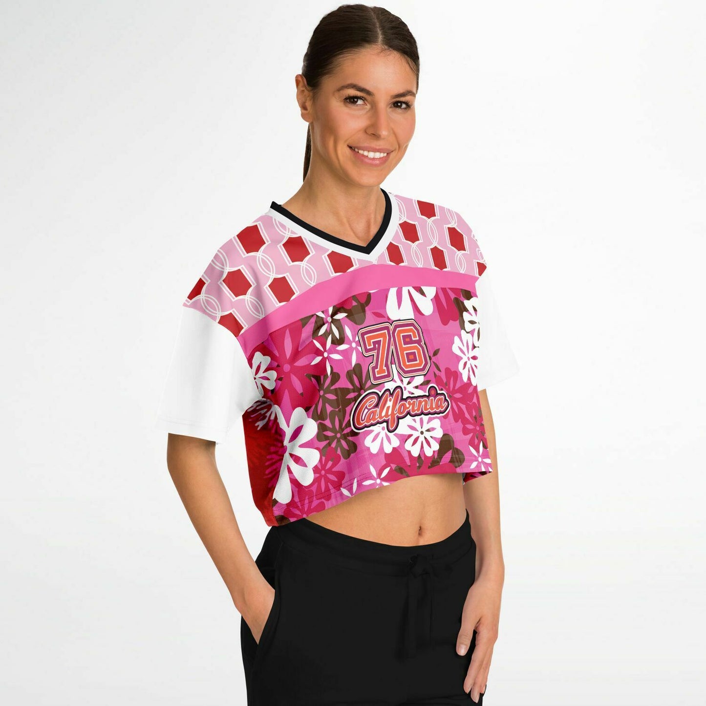 1976 California Pink Carnation Explosion Eco-Poly Crop Jersey
