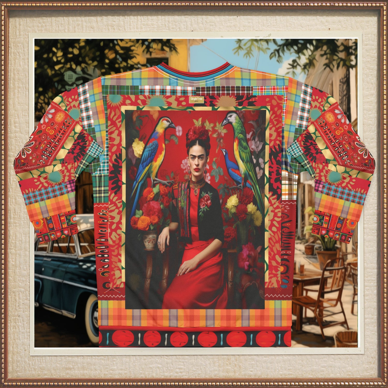 [Frida Kahlo Inspired] Woman in Exotic Bird Mid-Weight Polyester Unisex Sweatshirt (Gold Label)