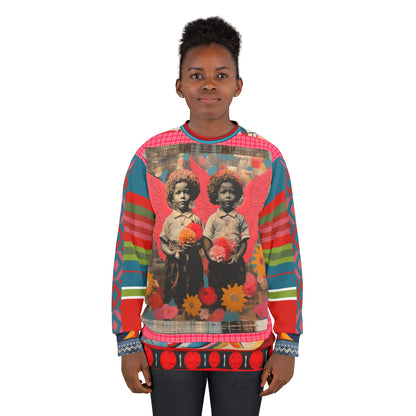 Cherub Twins in Ebony Mixed Media Unisex Sweatshirt (Gold Label)