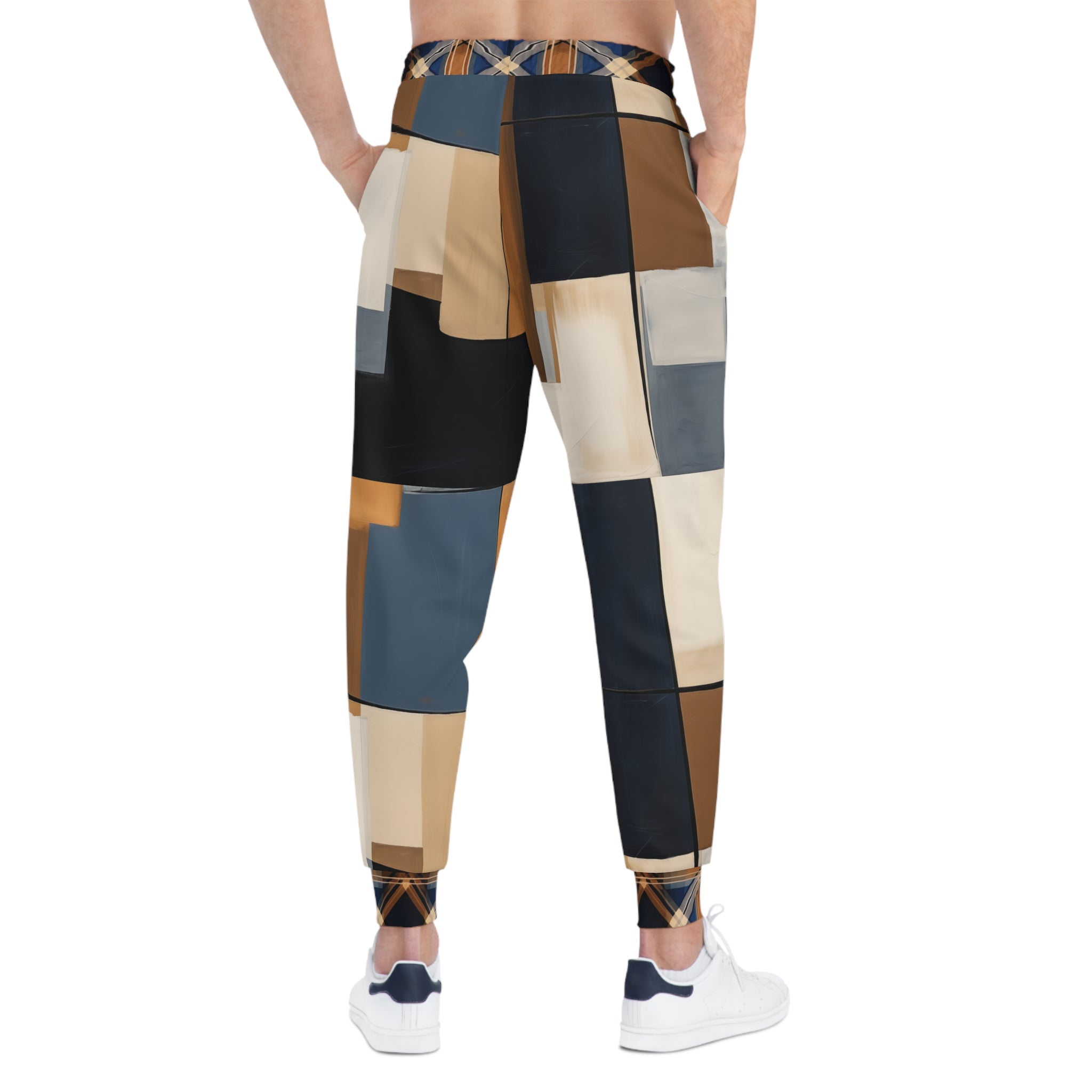 Stepping Stones in Blue Abstract Colorblock Eco-Poly Unisex Joggers