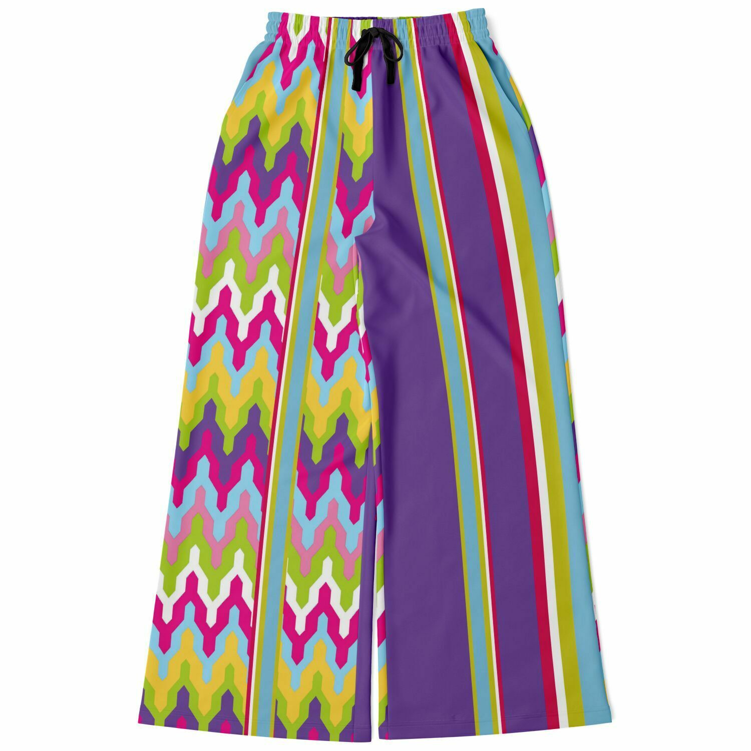 Groovy Purple Calypso Stripe Eco-Poly Wide Leg Pants