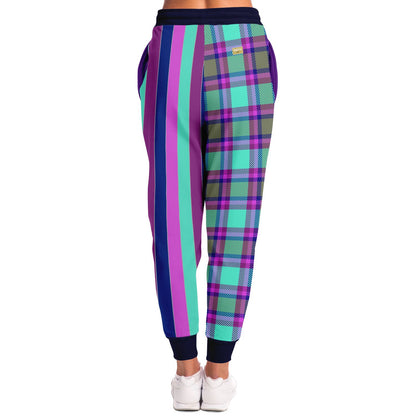 Purpalicious Plaid Rugby Stripe Eco-Poly Unisex Joggers