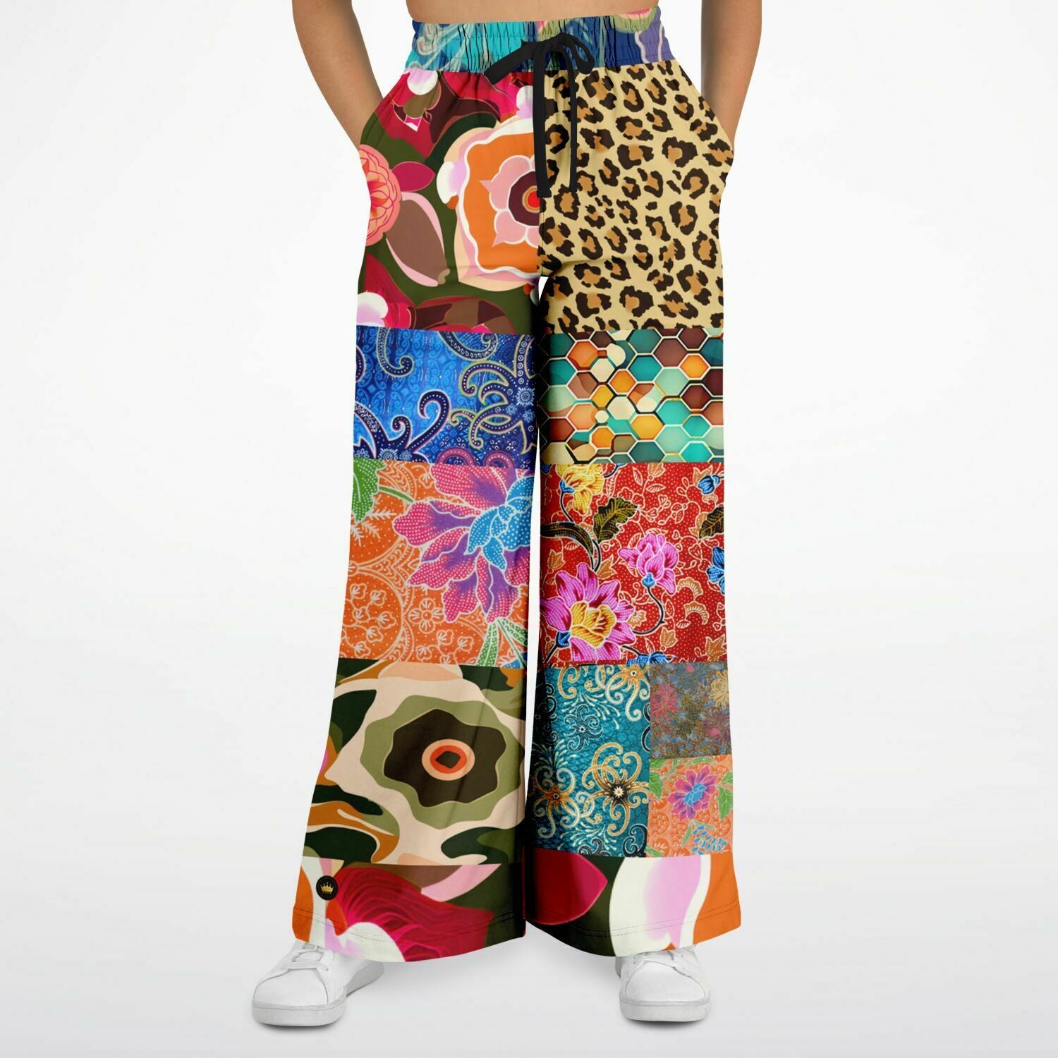 Sweet Clementine Batik Patchwork Eco-Poly Wide Leg Pants