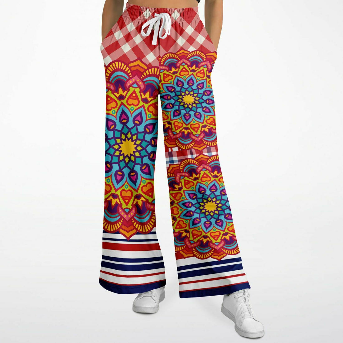 Hippy-Dippy Plaid Eco-Poly Wide Leg Pants