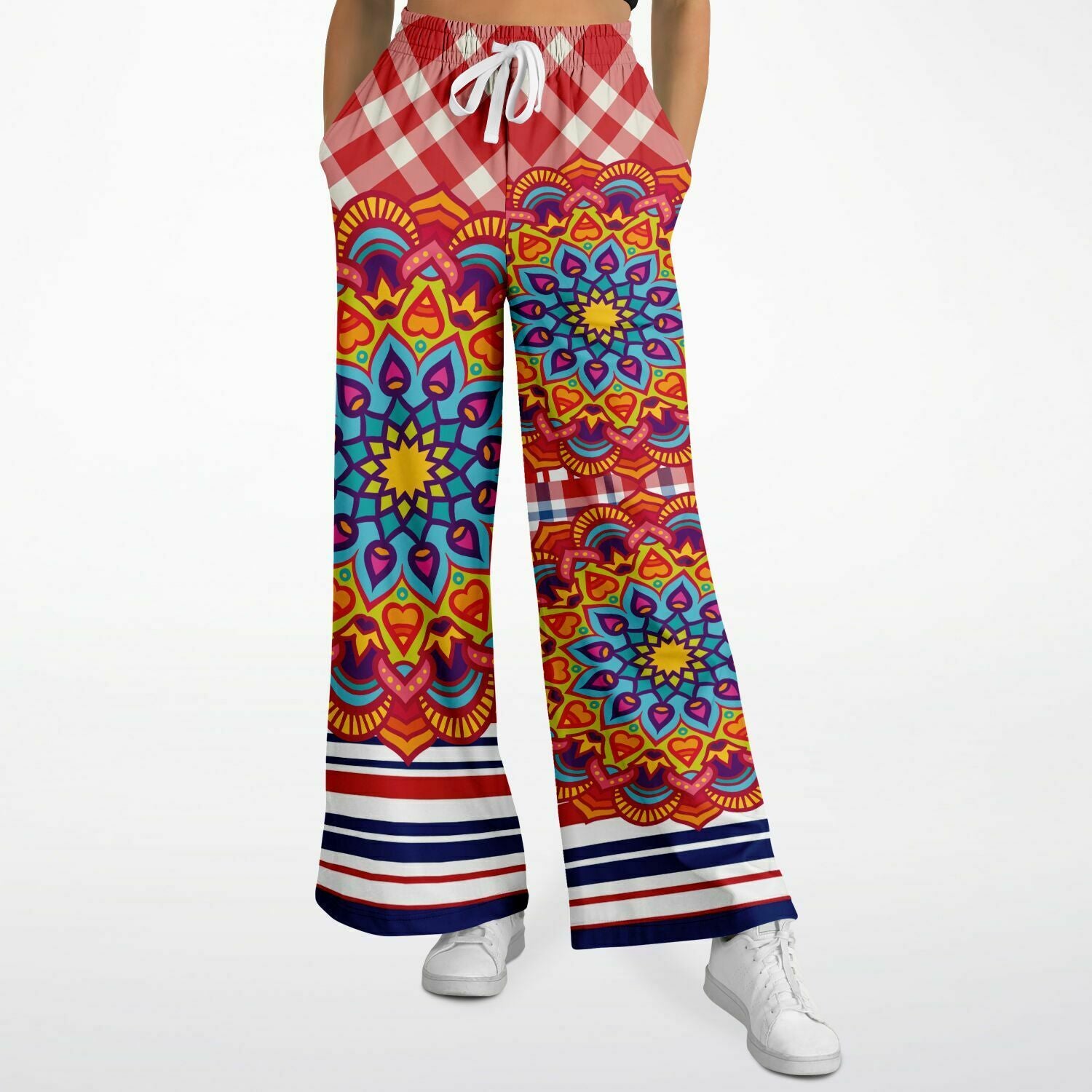 Hippy-Dippy Plaid Eco-Poly Wide Leg Pants