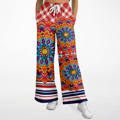 Hippy-Dippy Plaid Eco-Poly Wide Leg Pants