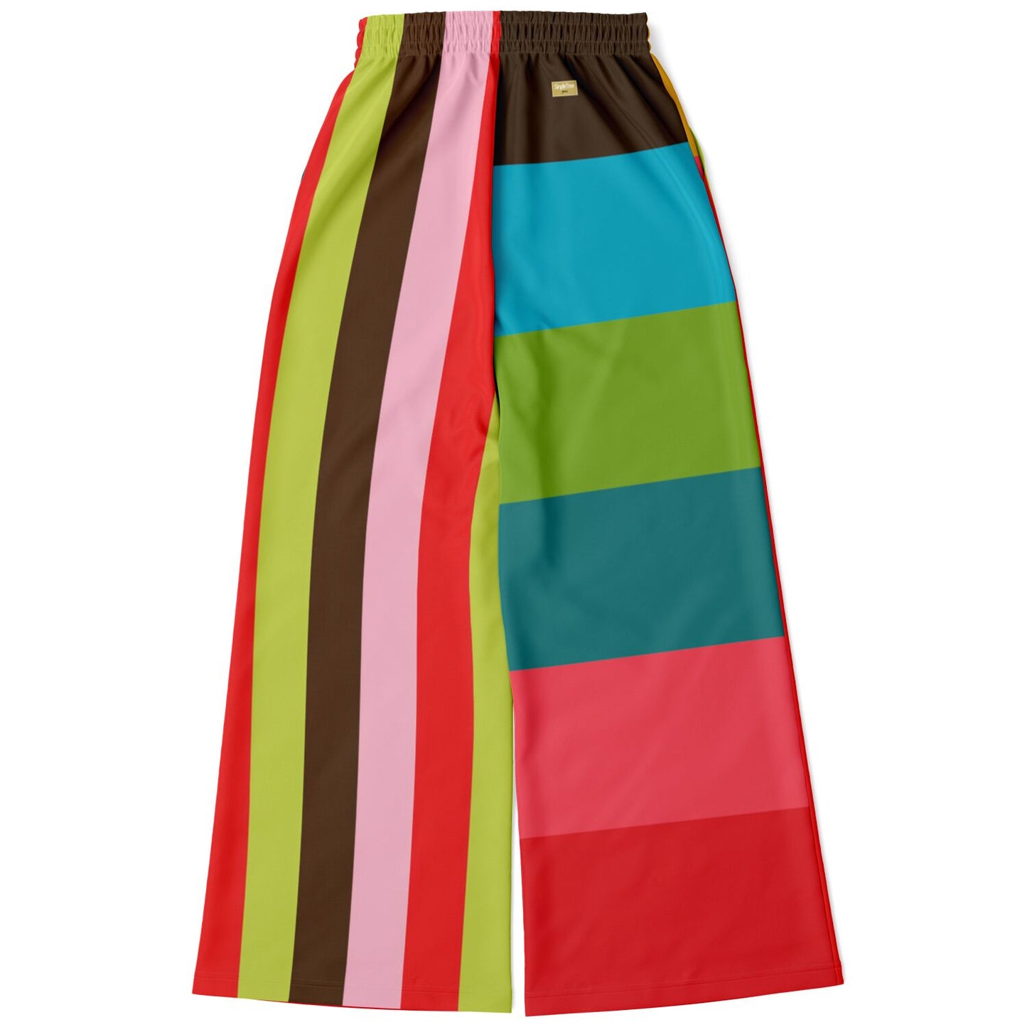 Watermelon Crush Rugby Stripe Eco-Poly Wide Leg Pants