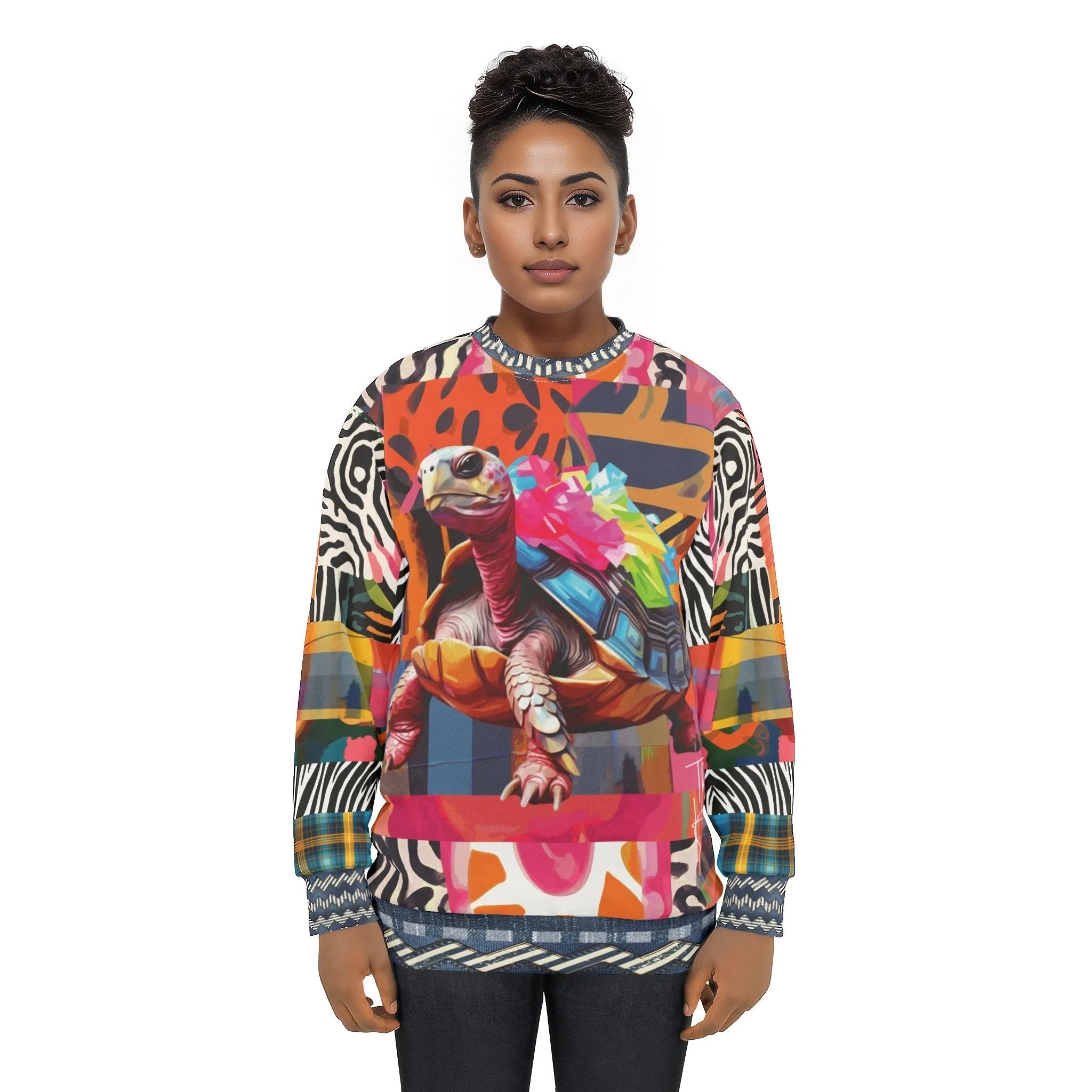 Tiptoe Through the Tulips Turtle Art Unisex Sweatshirt (Gold Label)