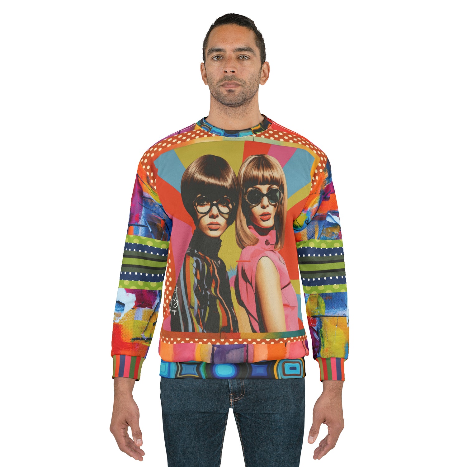 Beatnik Girls - Sudadera unisex con estampado abstracto Rainbow Flash Hippie