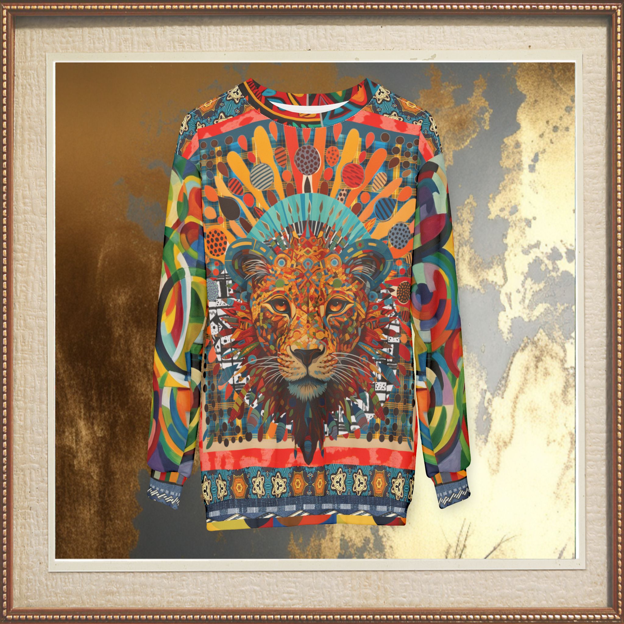 Queen of the Jungle Lion Mosaic Unisex Sweatshirt (Gold Label)