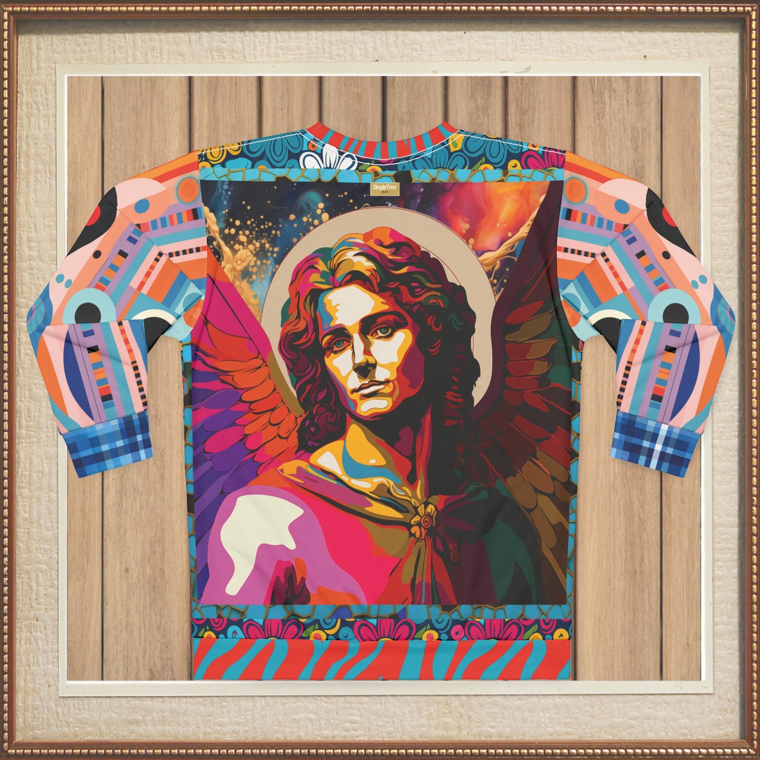 Archangel Michael in Vibrant Reflection Mid-Weight Polyester Unisex Sweatshirt (Gold Label)