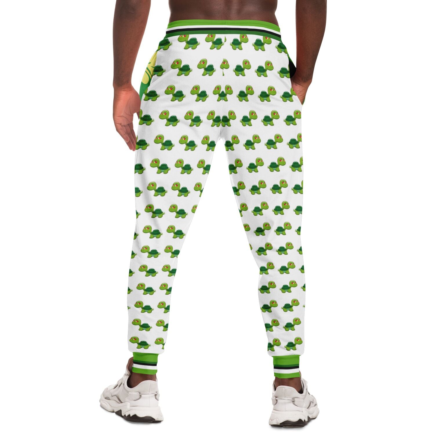 Green Acres Turtle Cluster en pantalones deportivos unisex de poliéster ecológico blanco 