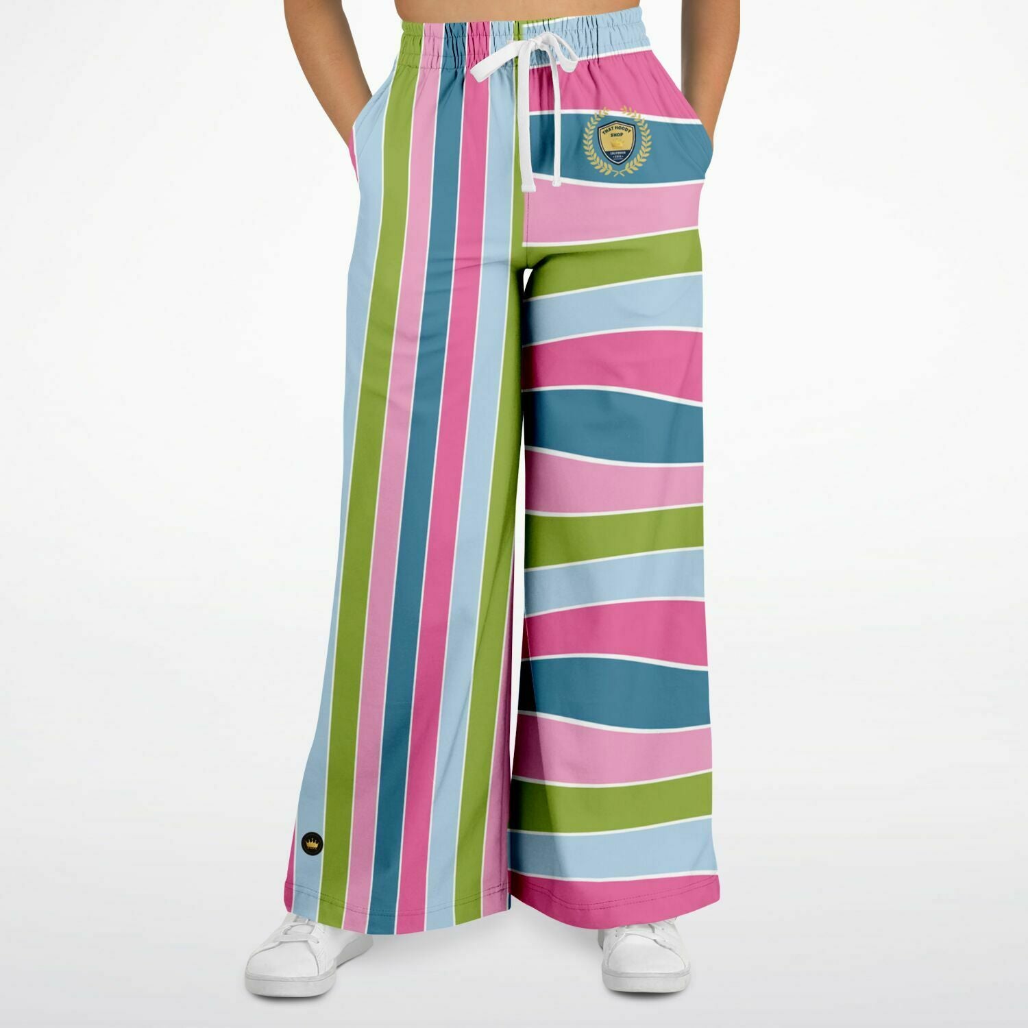 Easter Pastel Rugby Stripe Eco-Poly Wide Leg Pants