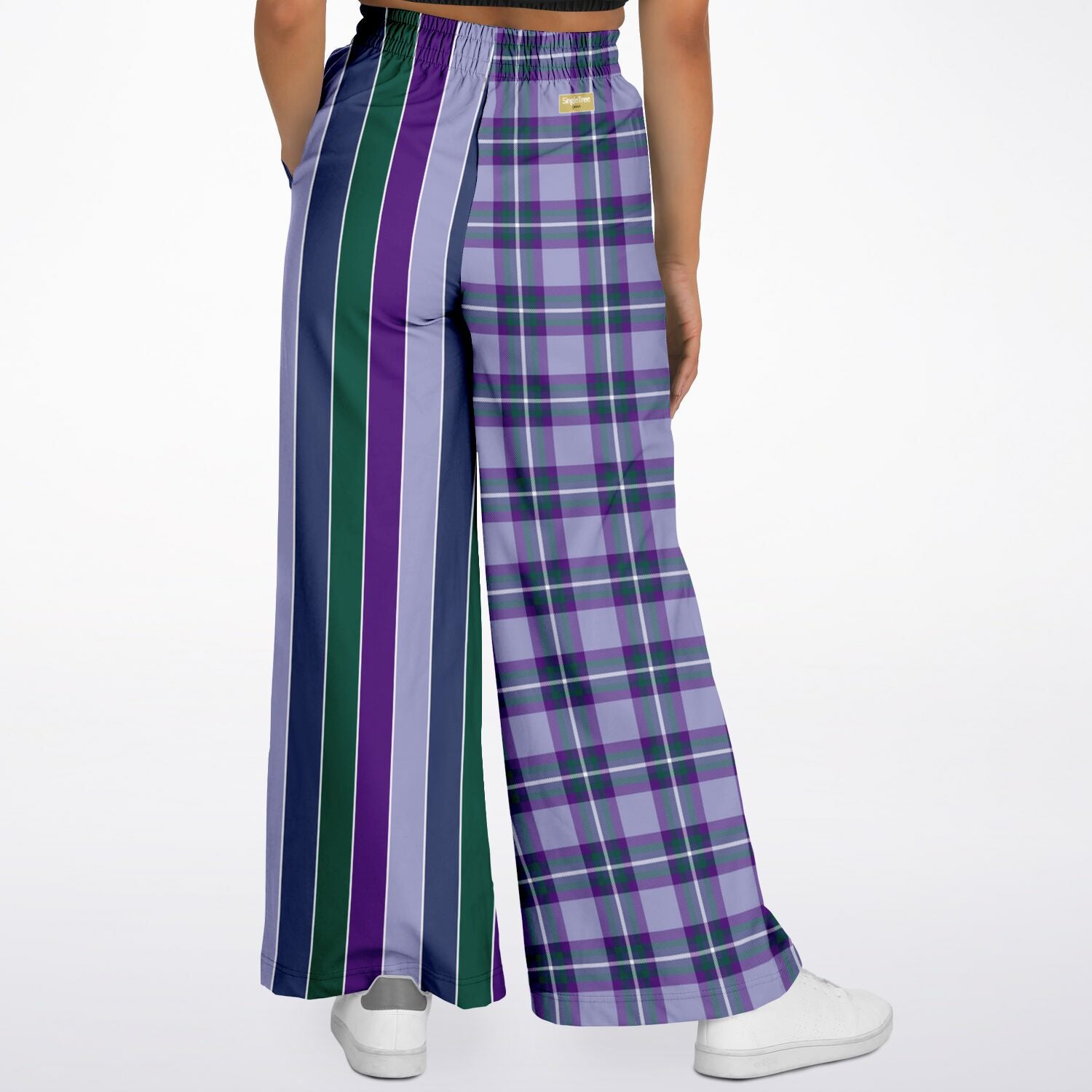 Purple Crush Plaid Rugby Stripe Eco-Poly Wide Leg Pants