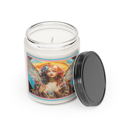 Vela perfumada de soja vegana Art Deco Angel vertida a mano - Canela, 9 oz