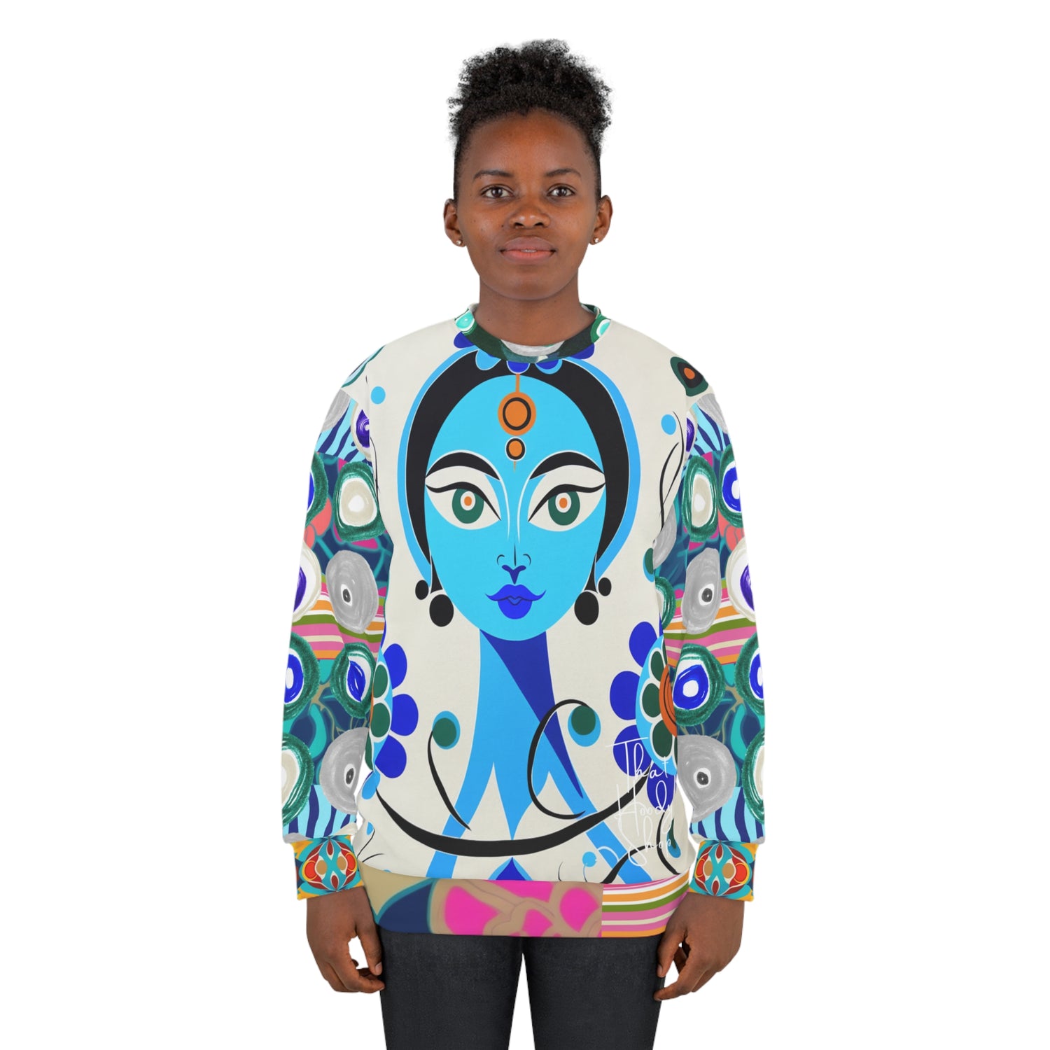 Sudadera unisex floral Devi azul