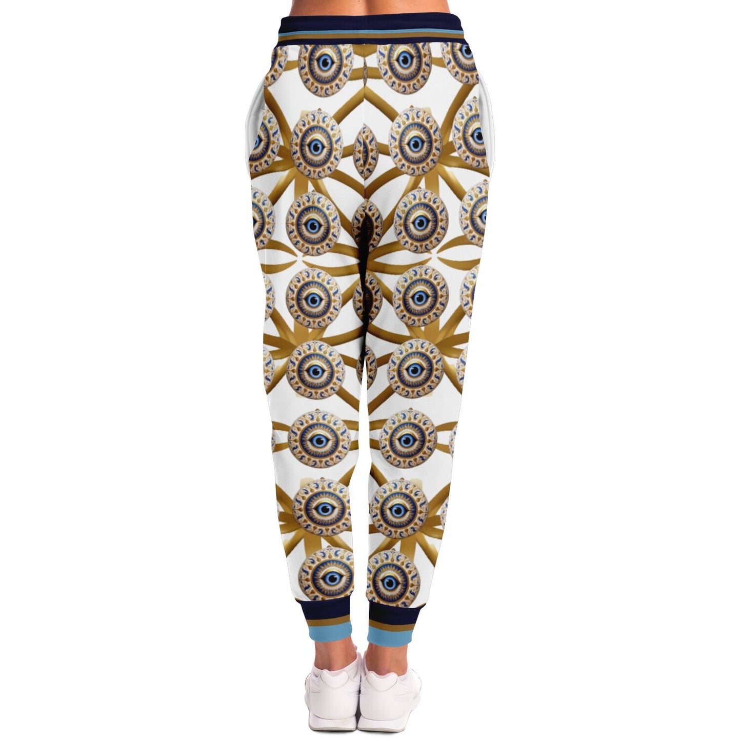 Evil Eye Protection in White Eco-Poly Unisex Joggers