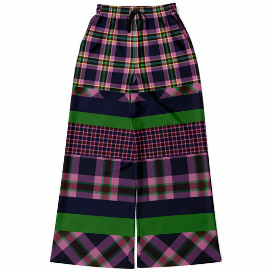 Purple Passion Plaid Rugby Stripe Eco-Poly Wide Leg Pants