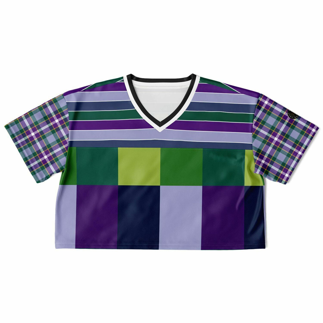 Purple Crush Rugby Stripe Plaid Eco-Poly Crop Jersey