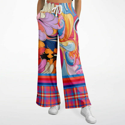 Haight Ashbury Wacky Floral Plaid Paisley Eco-Poly Wide Leg Pants