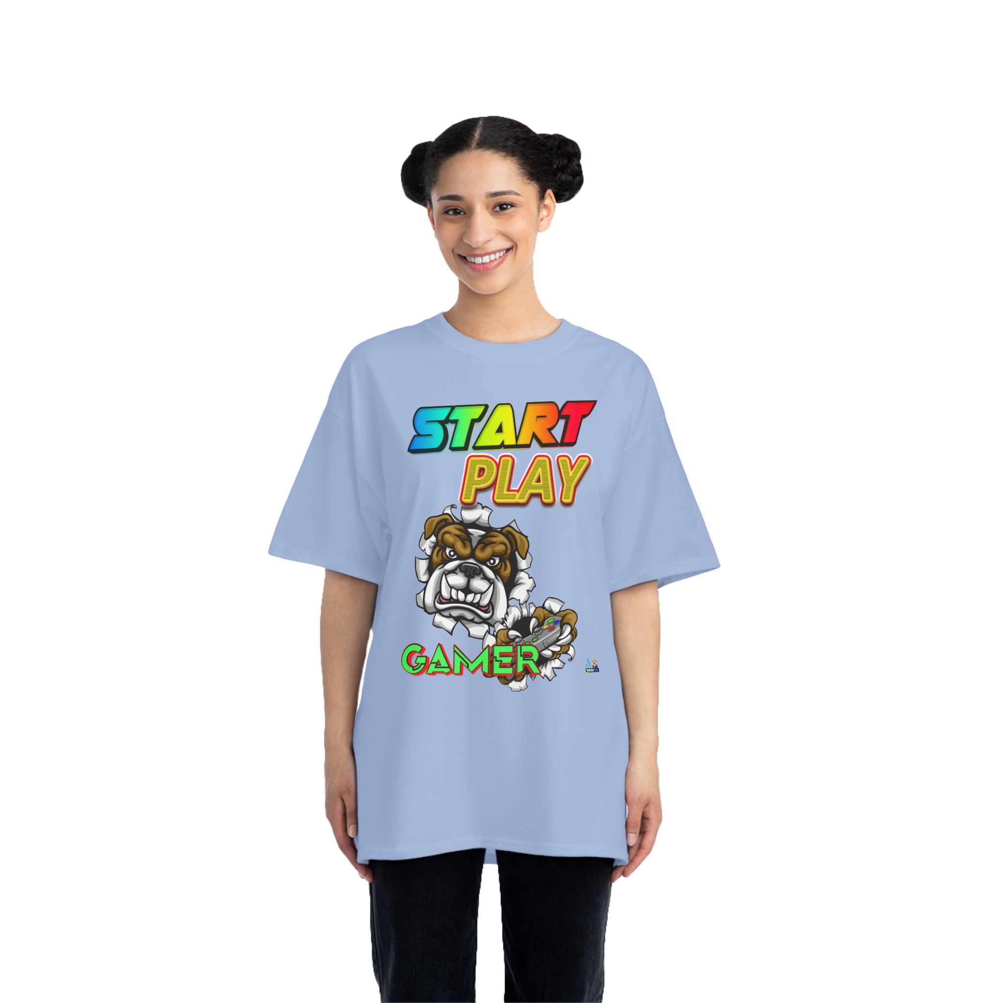 Camiseta para juegos unisex de peso pesado Start Play Bulldog Edition