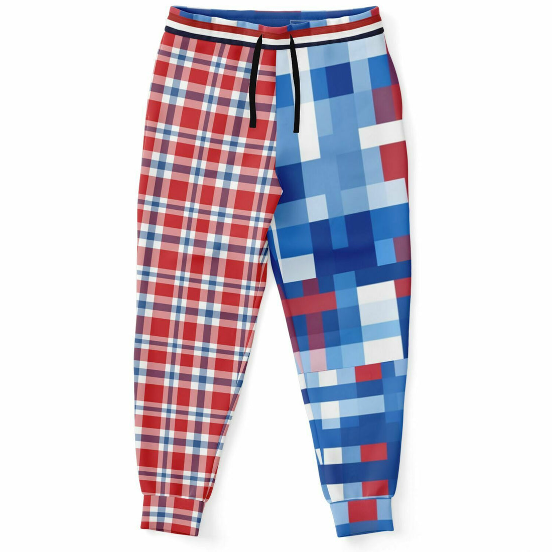 Joggers unisex de poliéster ecológico a cuadros abstractos del Día de la Independencia 