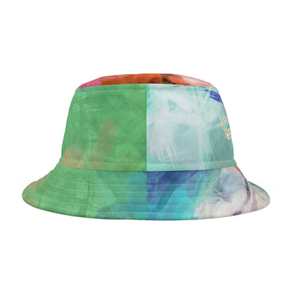 Blue Abstract Colorblock Brushstrokes Vibrant Bucket Hat