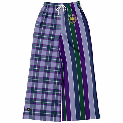 Pantalones anchos de poliéster ecológico con rayas de rugby a cuadros Crush morado 