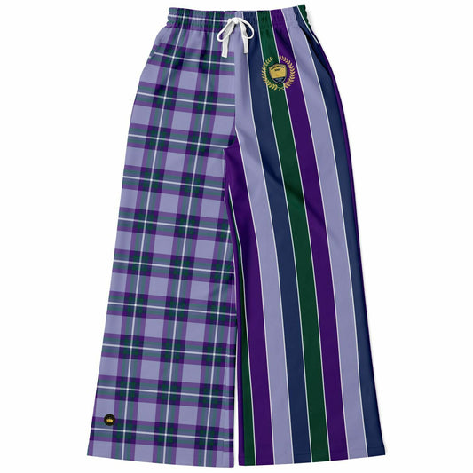 Purple Crush Plaid Rugby Stripe Eco-Poly Wide Leg Pants