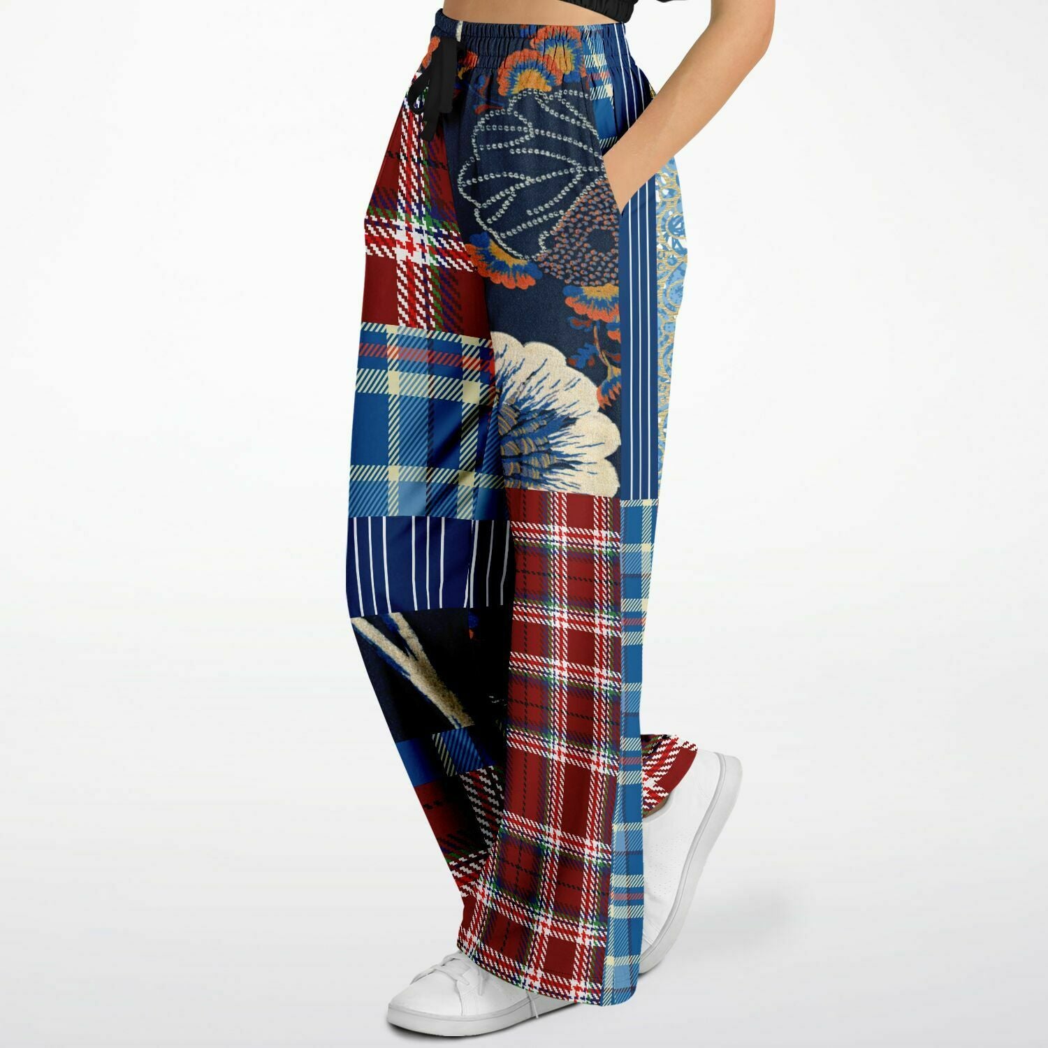 Andromeda Blue Hobo Patchwork Eco-Poly Wide Leg Pants