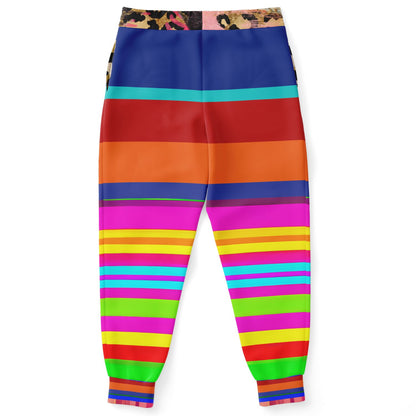 Joggers unisex Gaia Mother Earth Dayglo de poliéster ecológico a rayas 