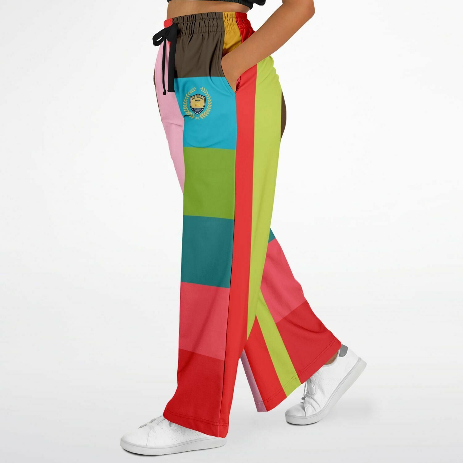 Watermelon Crush Rugby Stripe Eco-Poly Wide Leg Pants