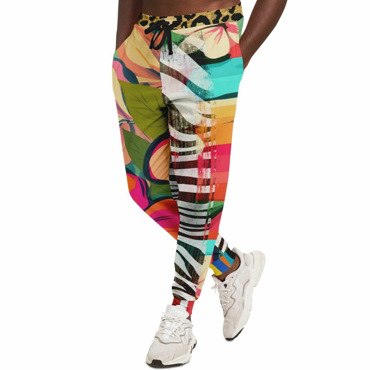 Man in Transition Floral Zebra Print Eco-Poly Unisex Joggers