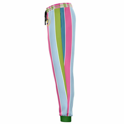 Joggers unisex de poliéster ecológico con rayas de rugby en colores pastel de Pascua 