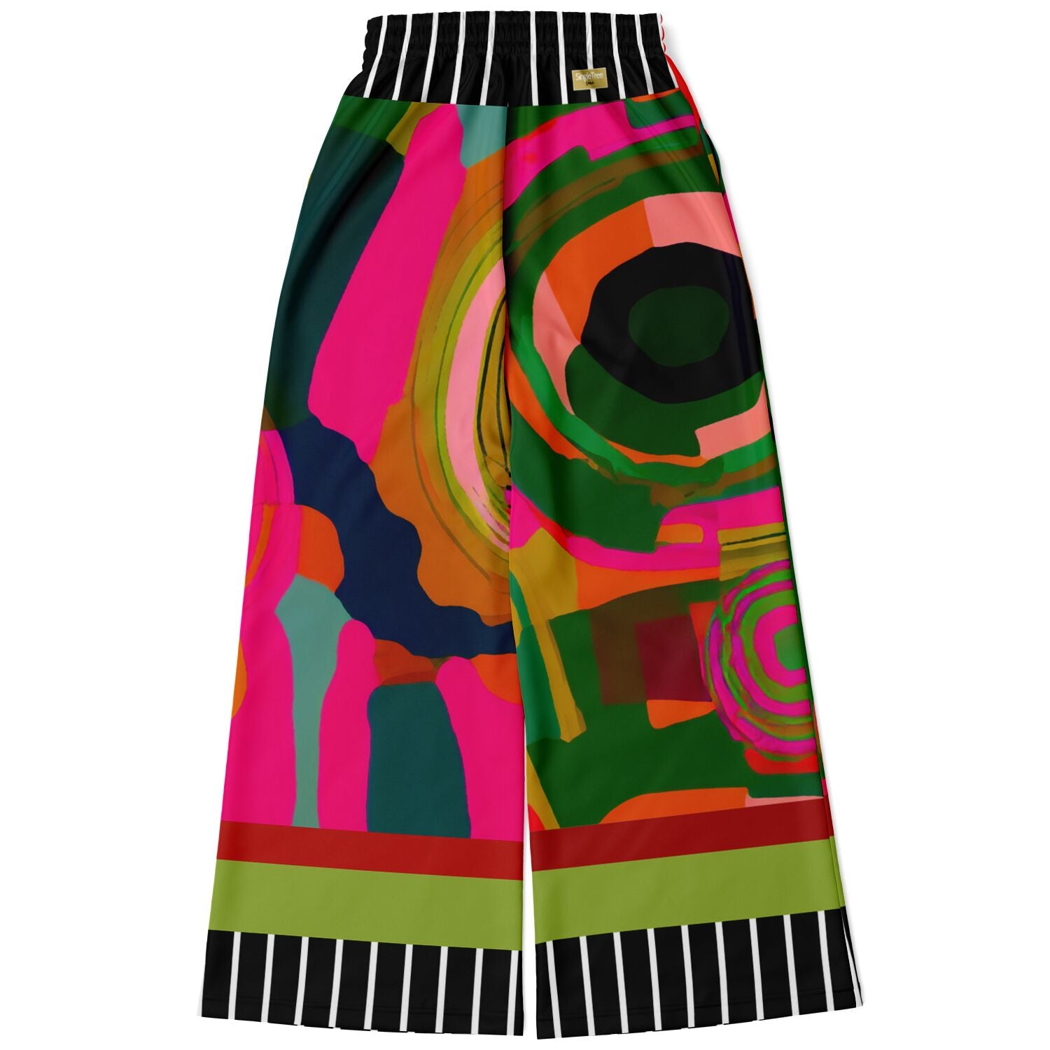 Pantalones anchos de poliéster ecológico con estampado floral abstracto de Tulip rosa 