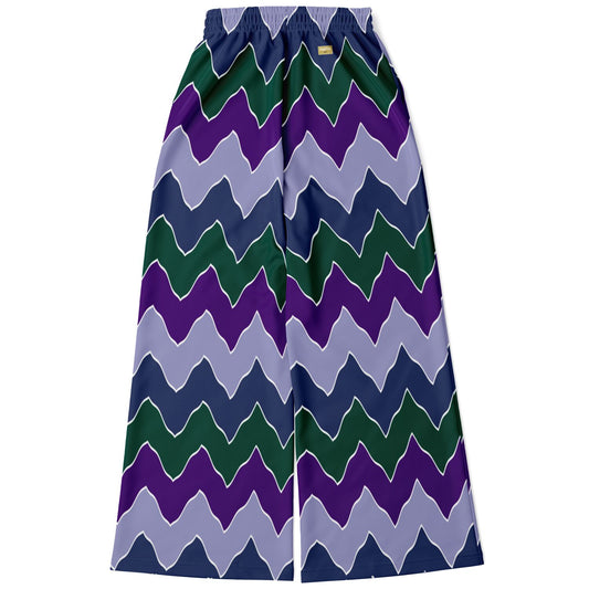 Pantalones anchos de poliéster ecológico con rayas de llamas en chevron Crush morado 