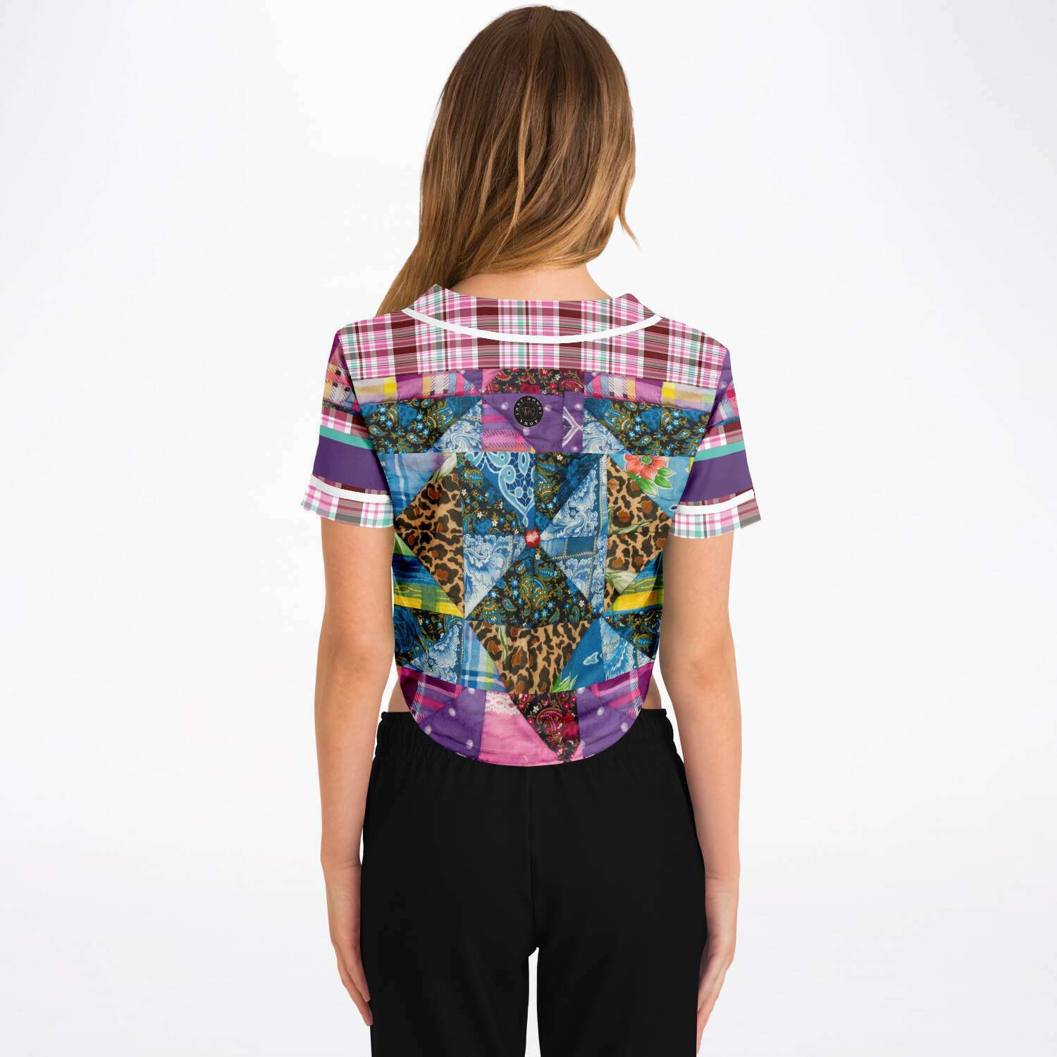 Gypsy Queen Purple Patchwork Eco-Poly Cropped Jersey