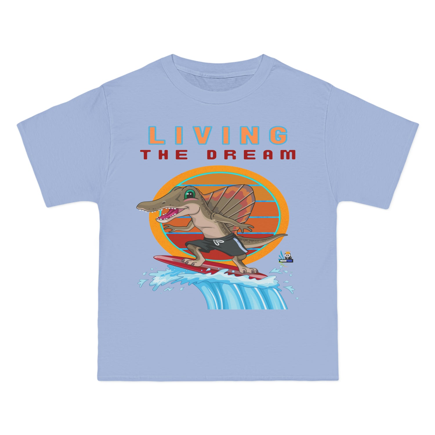 Living the Dream Dinosaur Surfer Unisex Heavyweight Tee