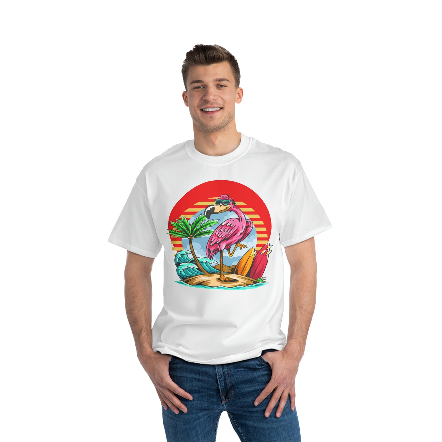 Camiseta pesada La Vida Flamingo Surfing