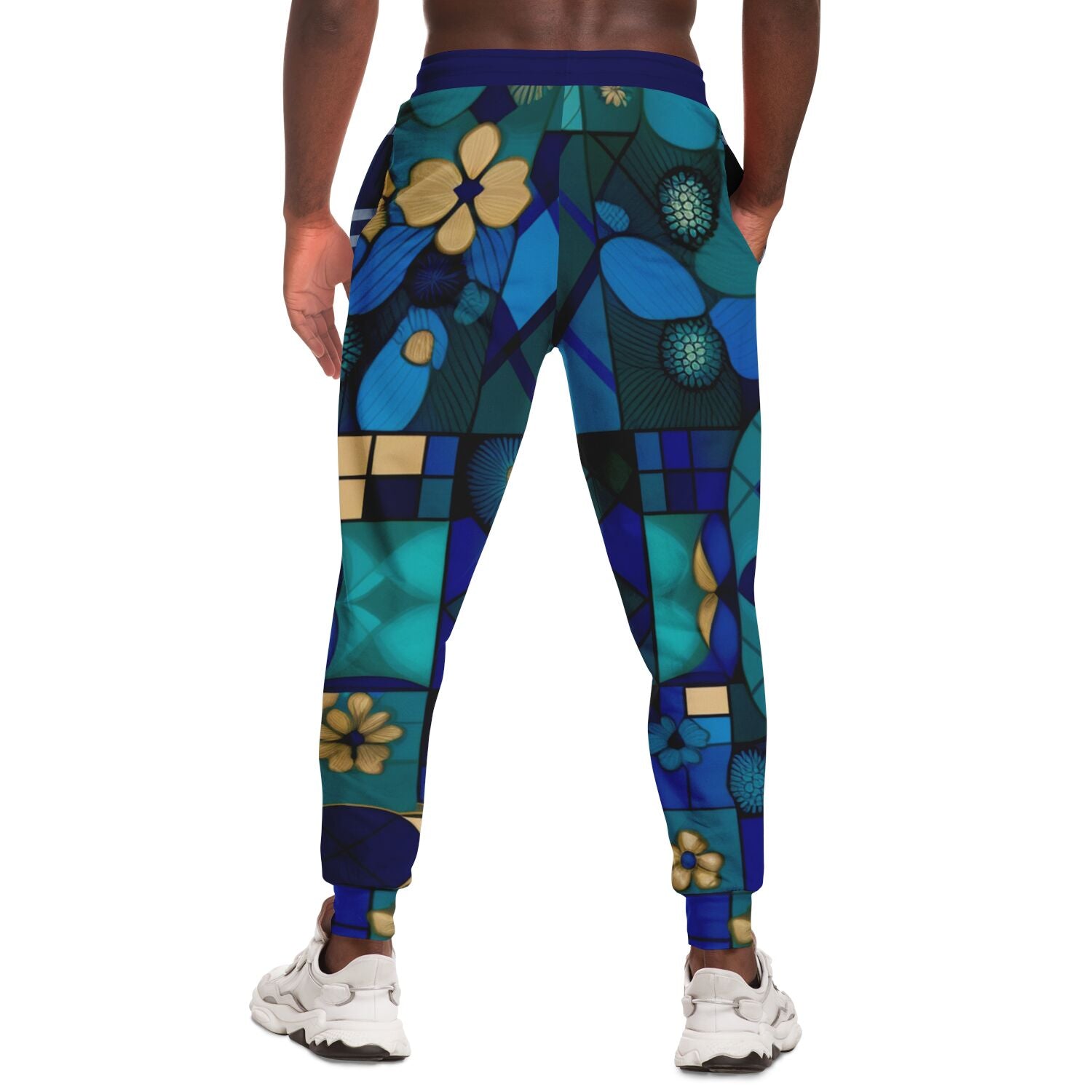 Joggers unisex de poliéster ecológico a cuadros Mystic azules 