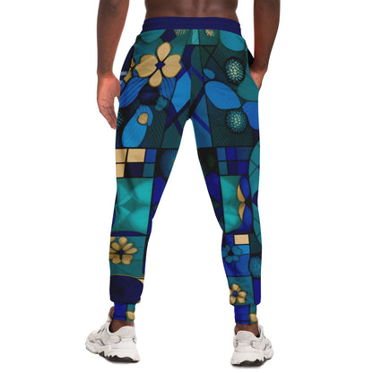 Joggers unisex de poliéster ecológico a cuadros Mystic azules 