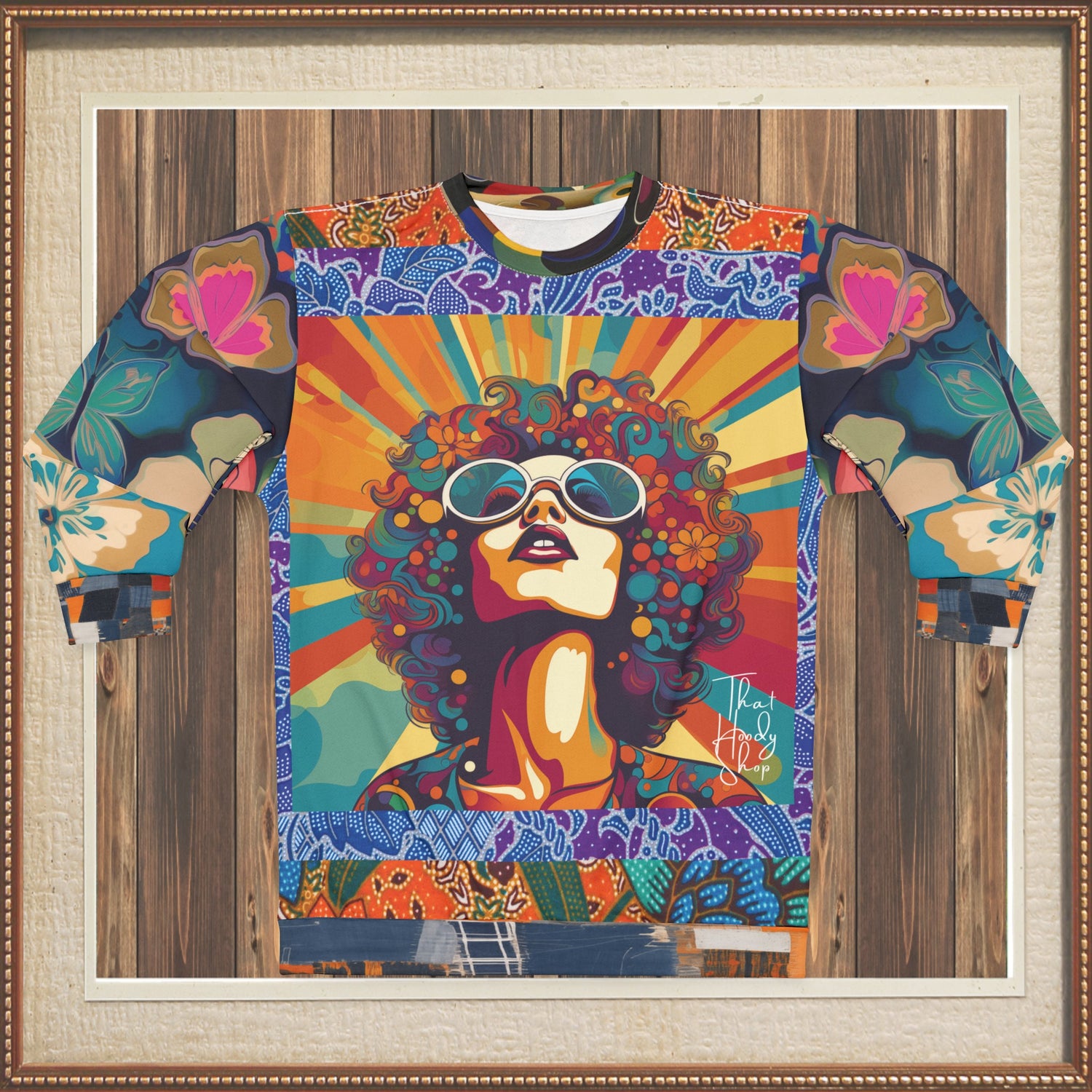 See My Halo Hippie Woman Print Unisex Sweatshirt (Gold Label)