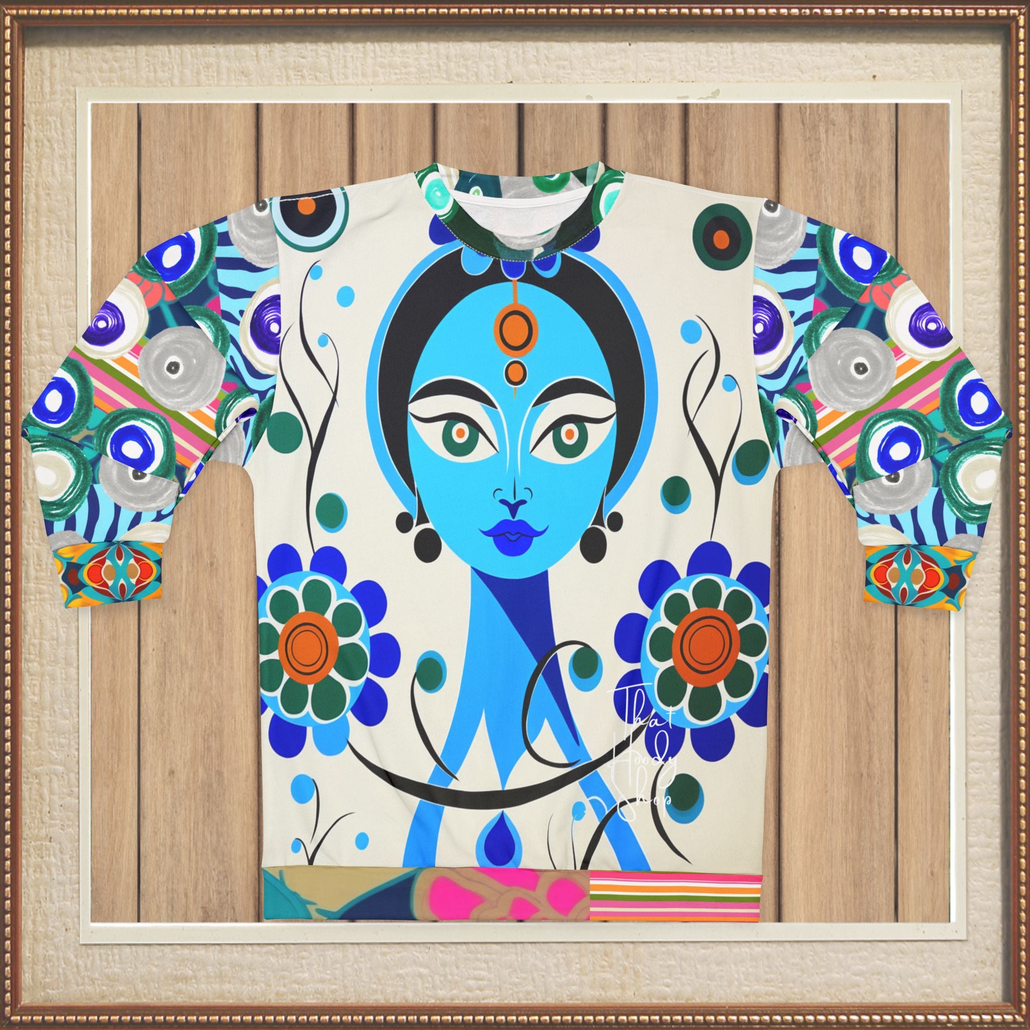 Blue Devi Goddess Floral Unisex Sweatshirt (Gold Label)