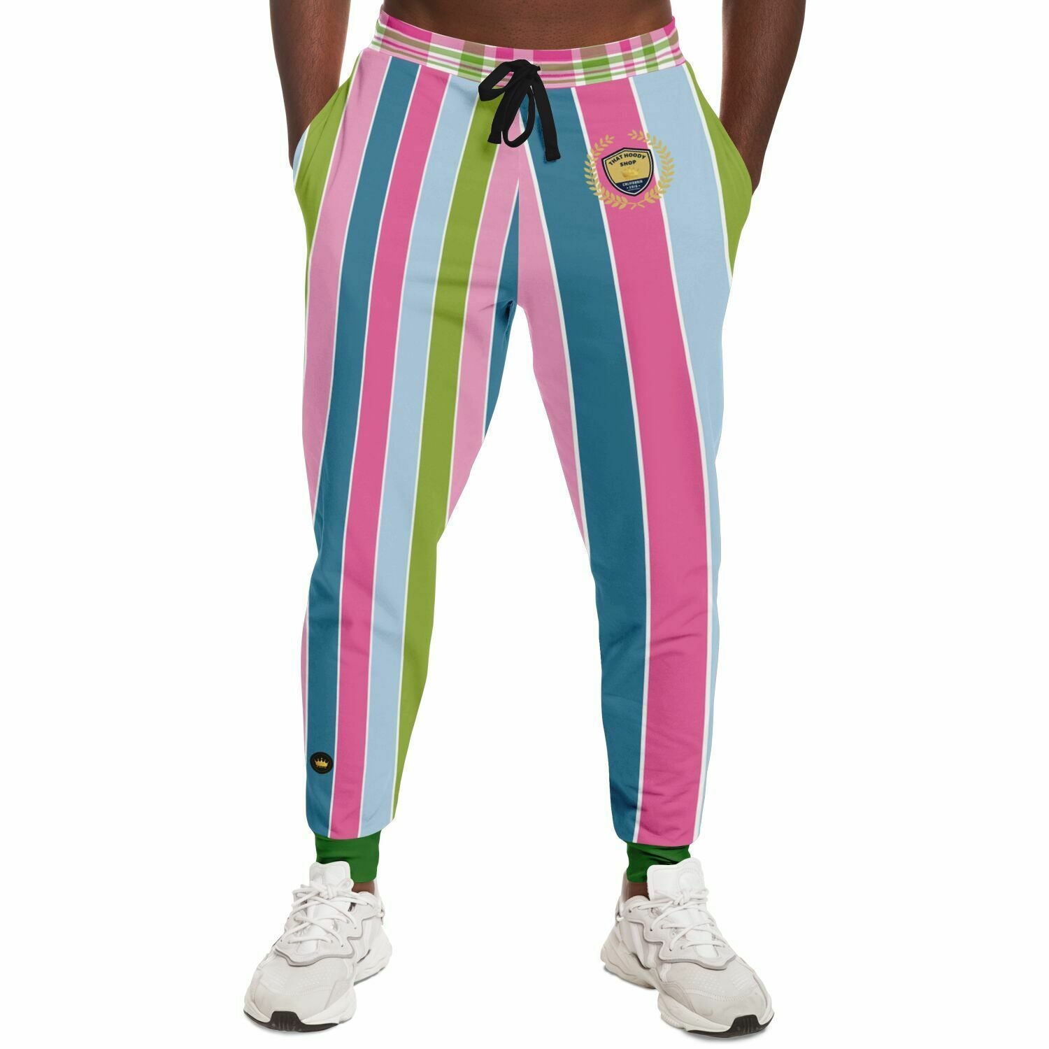 Joggers unisex de poliéster ecológico con rayas de rugby en colores pastel de Pascua 