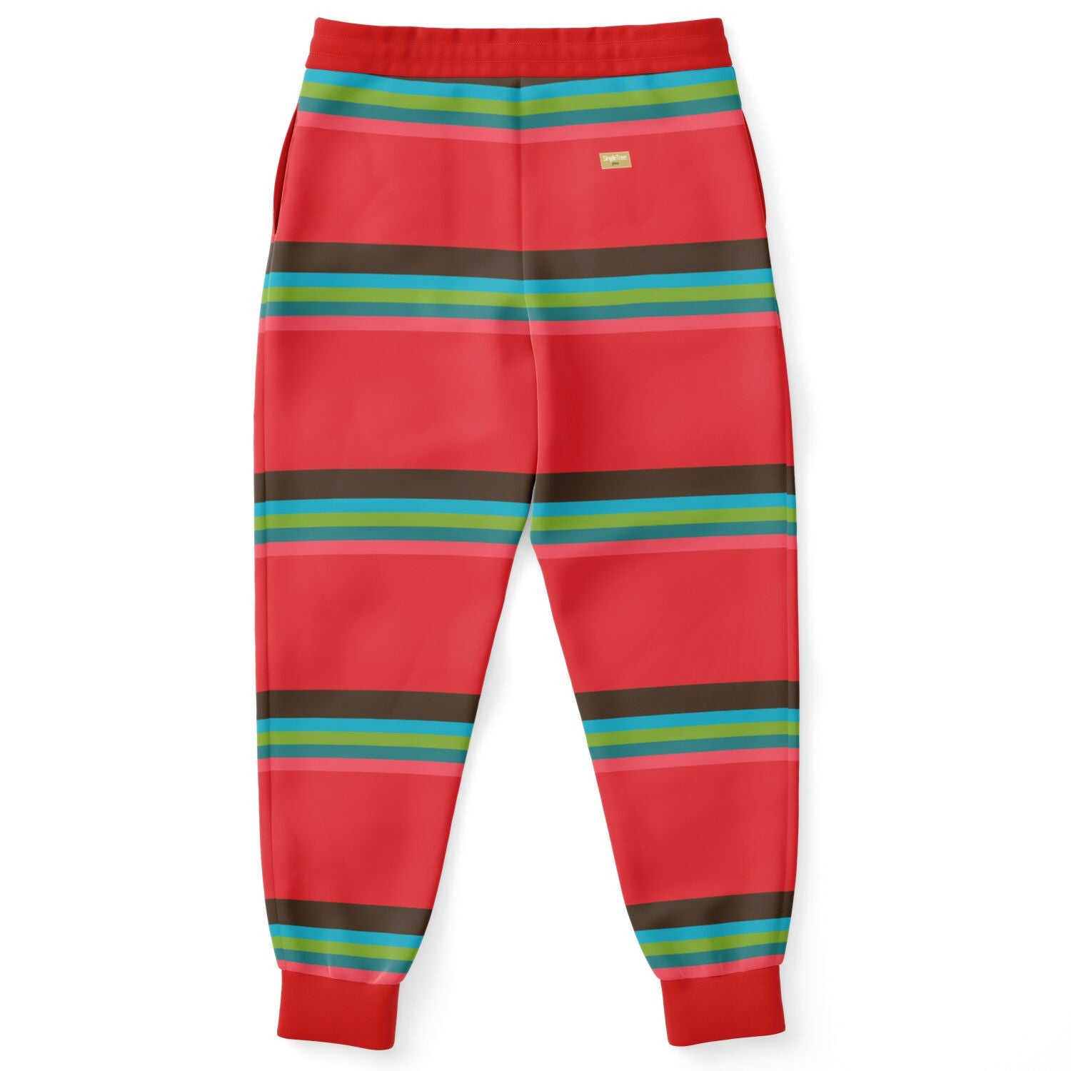 Joggers unisex de poliéster ecológico con rayas de rugby Watermelon Crush