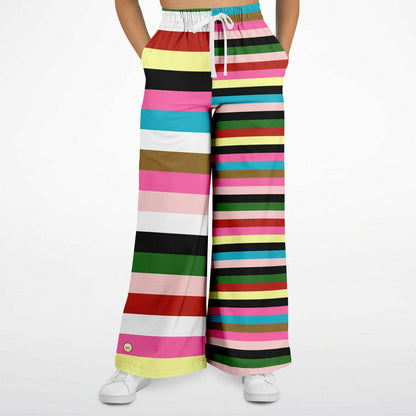 Rainbow Rugby Stripe Eco-Poly Wide Leg Pants