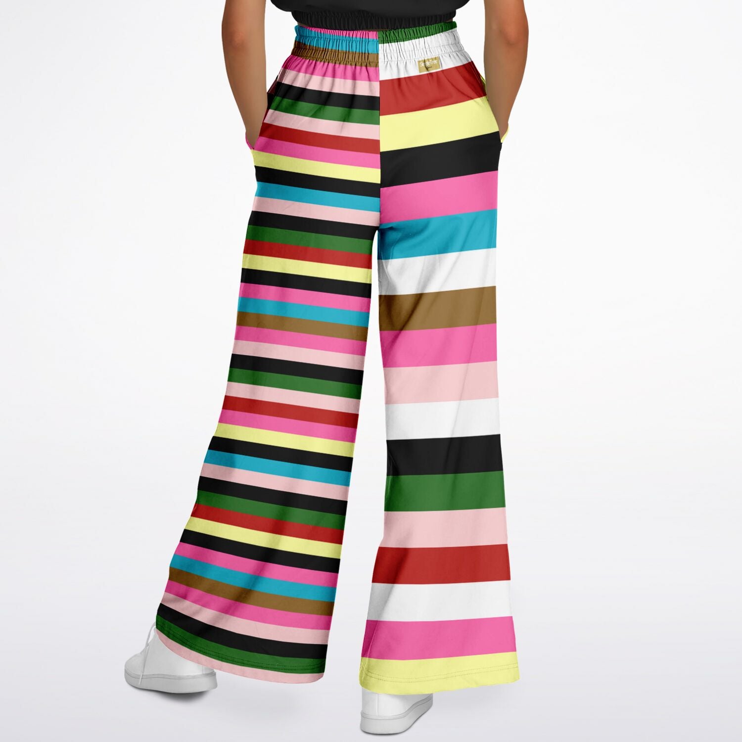 Pantalones anchos de poliéster ecológico con rayas Rainbow Rugby 