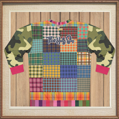 La sudadera unisex Preppy Woodsman Plaid Patchwork Rhino