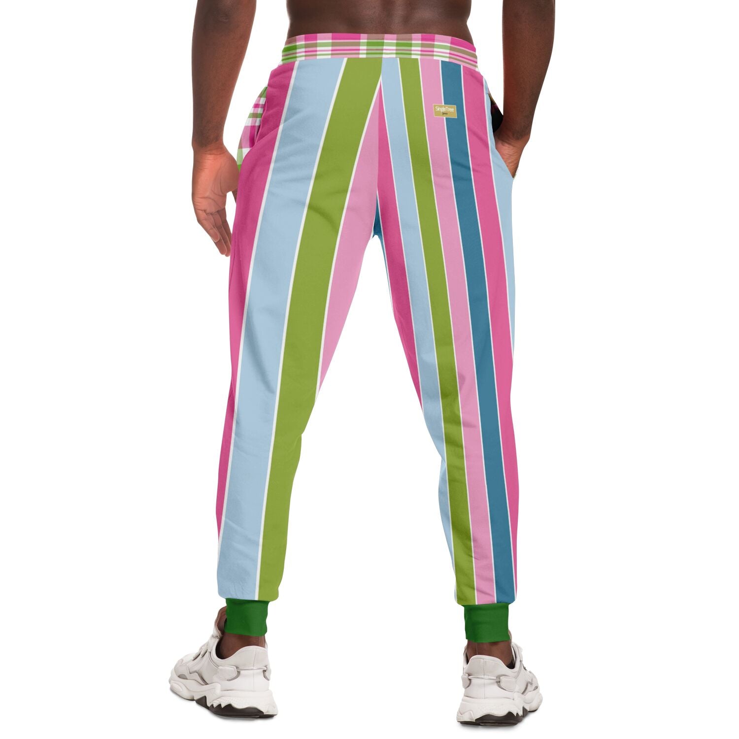 Joggers unisex de poliéster ecológico con rayas de rugby en colores pastel de Pascua 